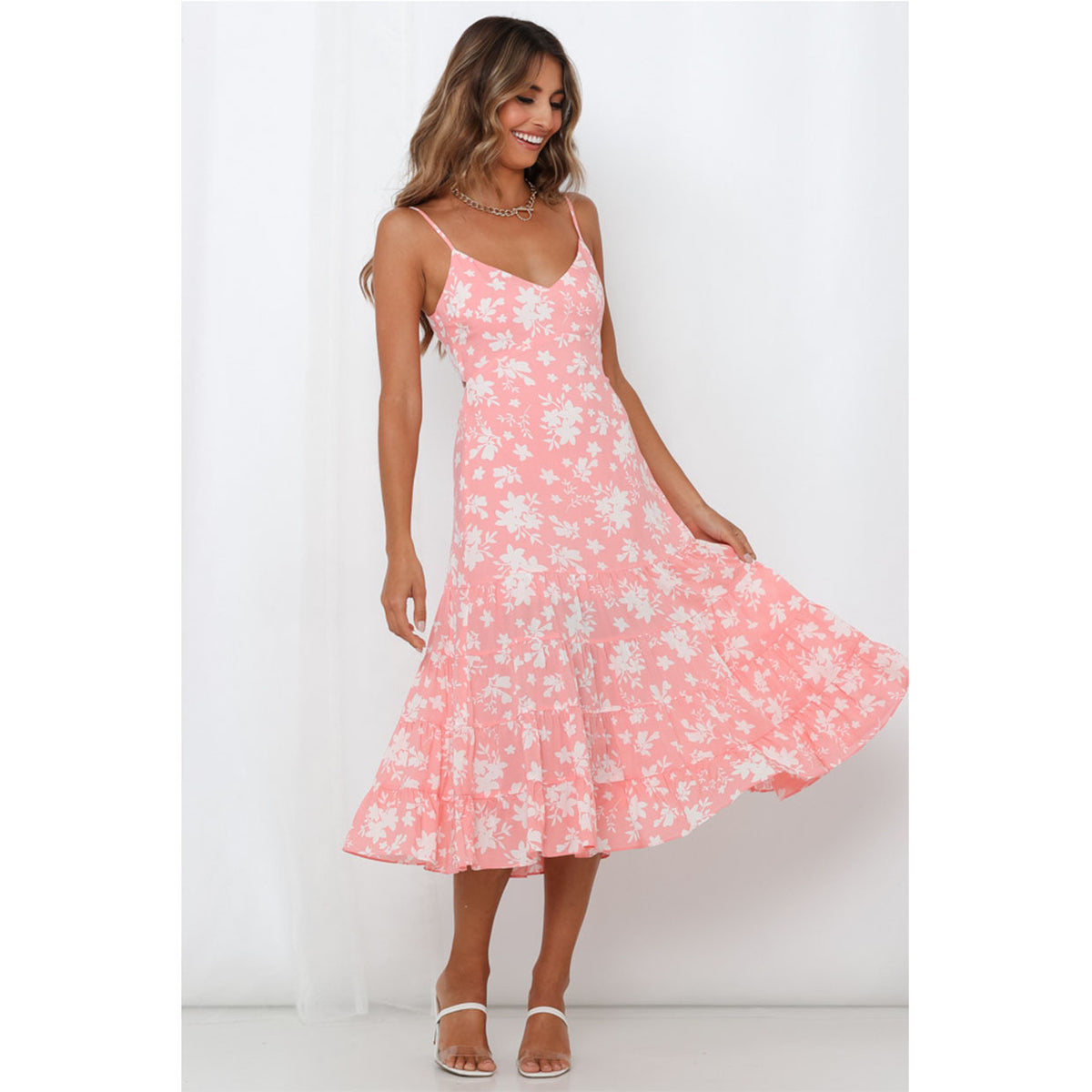 Sweet Floral-print Strap Dress With A Tie-back Design – Premium 0 | RICALOUX
