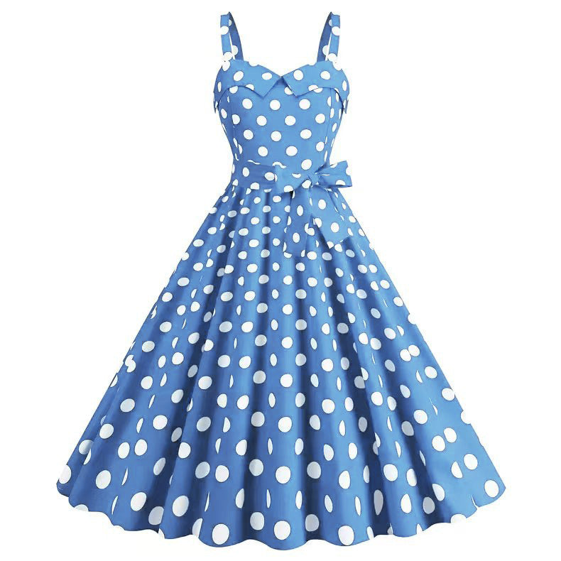 Polka-dot Print Vintage Swing Dress by Ricaloux