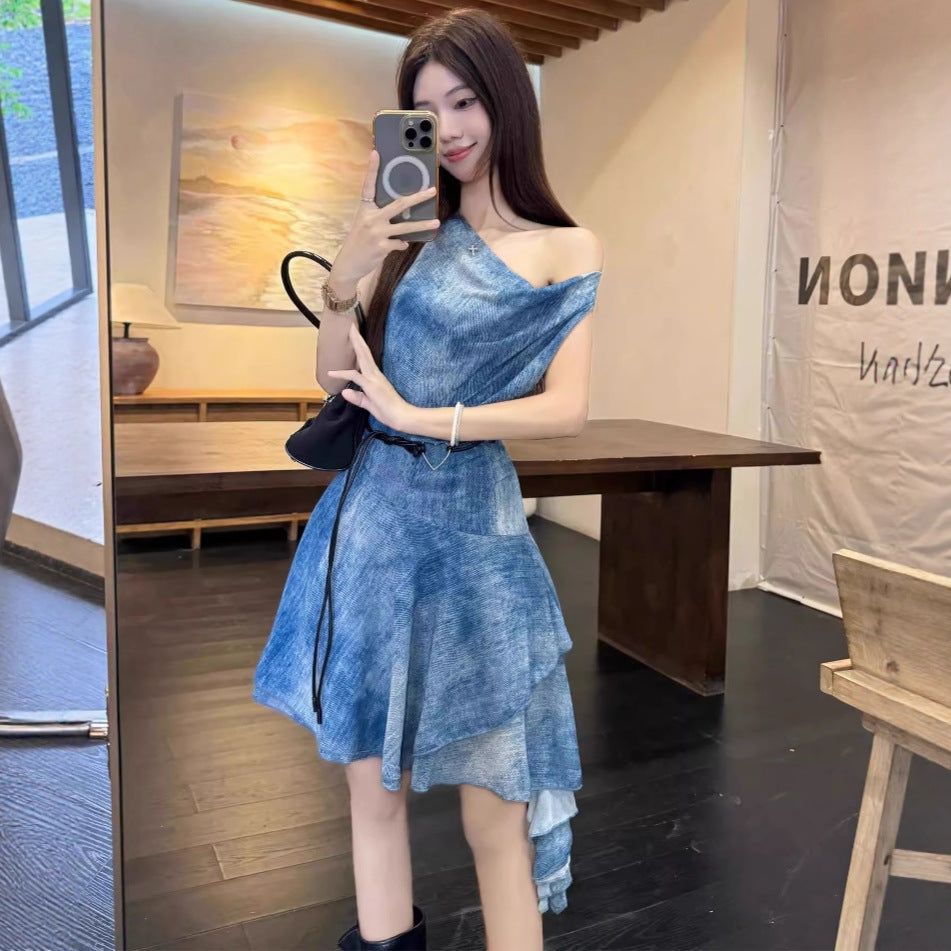Summer New Light-sophisticated Style Blue Dress by Ricaloux