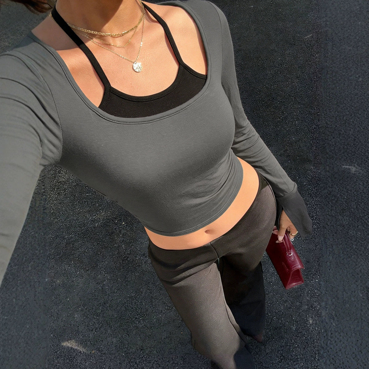 New-style Womens Halter-neck Long-sleeve Top by Ricaloux