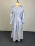 Puff Long Sleeve Gathered Waist Button Front Flowy Dress by Ricaloux