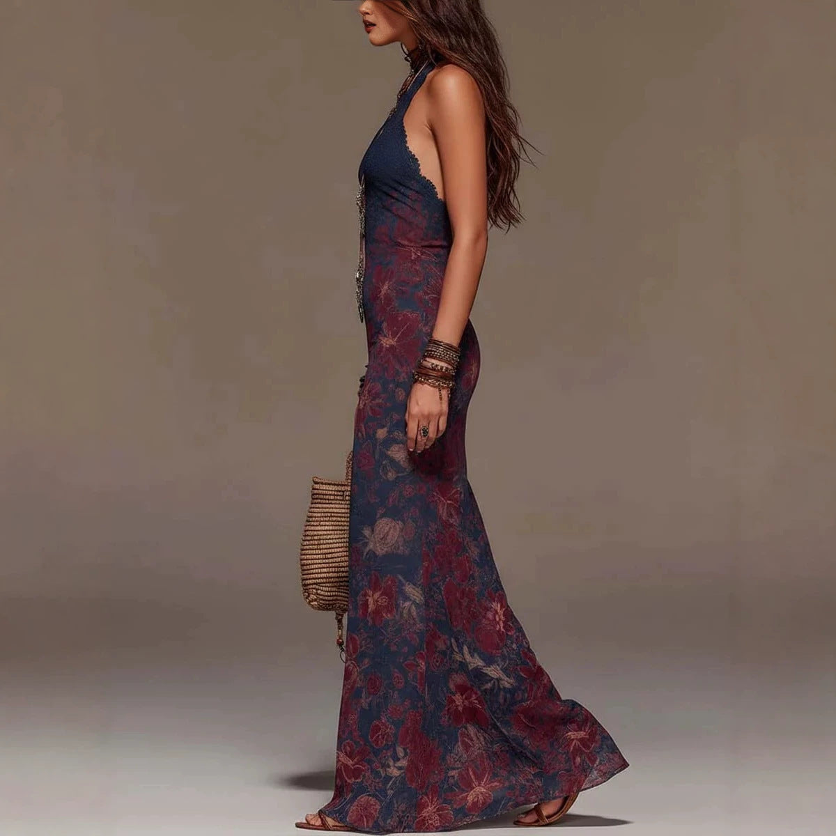 Vintage Halter-neck Floor-length Dress by Ricaloux