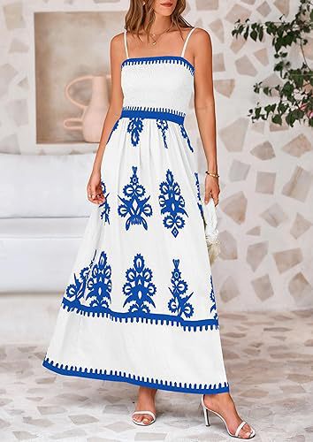 Resort-style Beach Dress Printed Bandeau Strap Maxi Dress – Premium 0 | RICALOUX