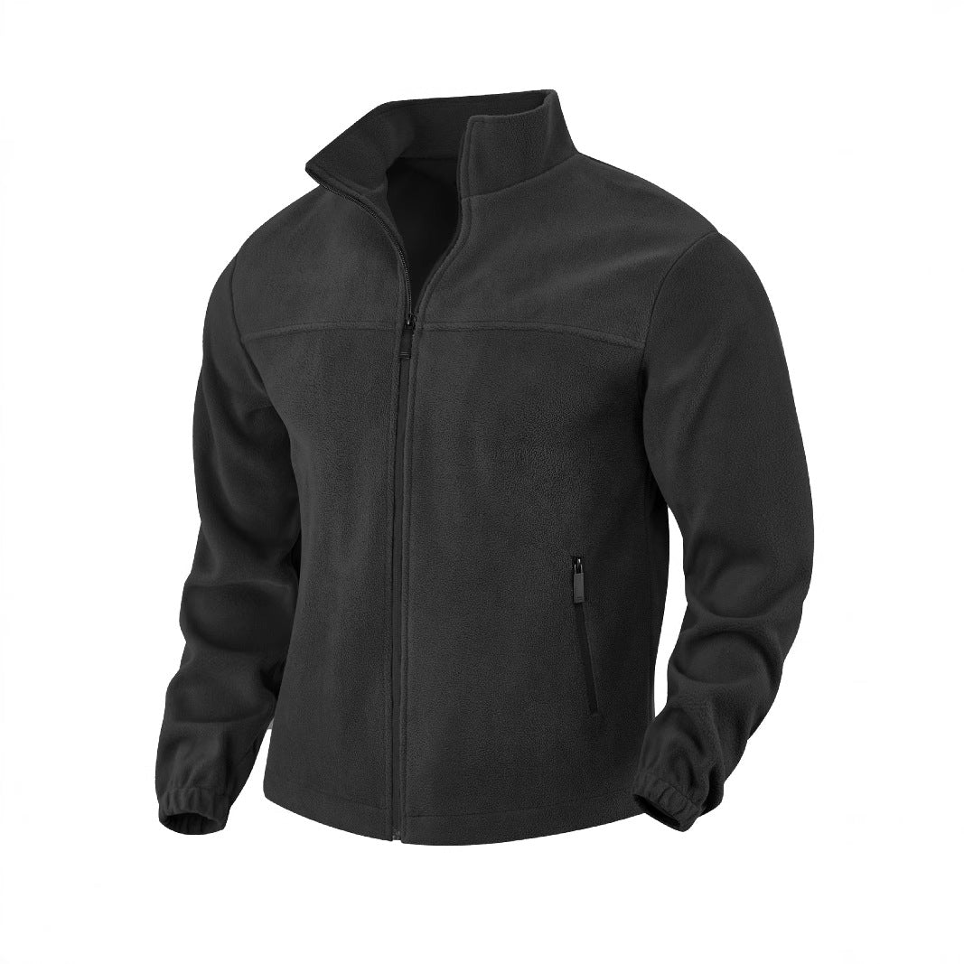 Men's Polar Fleece Jacket Outdoor Zipped Stand Collar Coat - RICALOUX