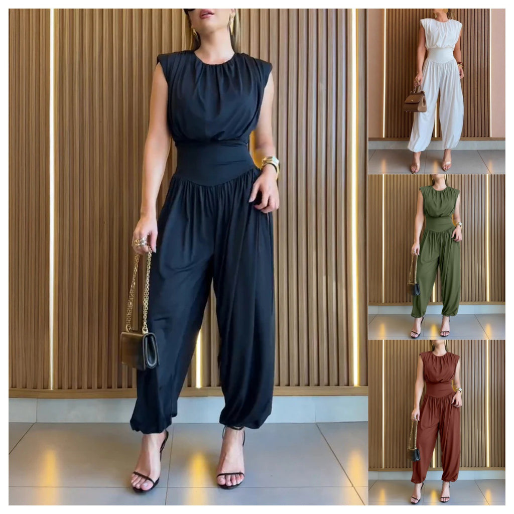 Womens Fashion Loose-fit Elegant Waist-cinching Jumpsuit by Ricaloux