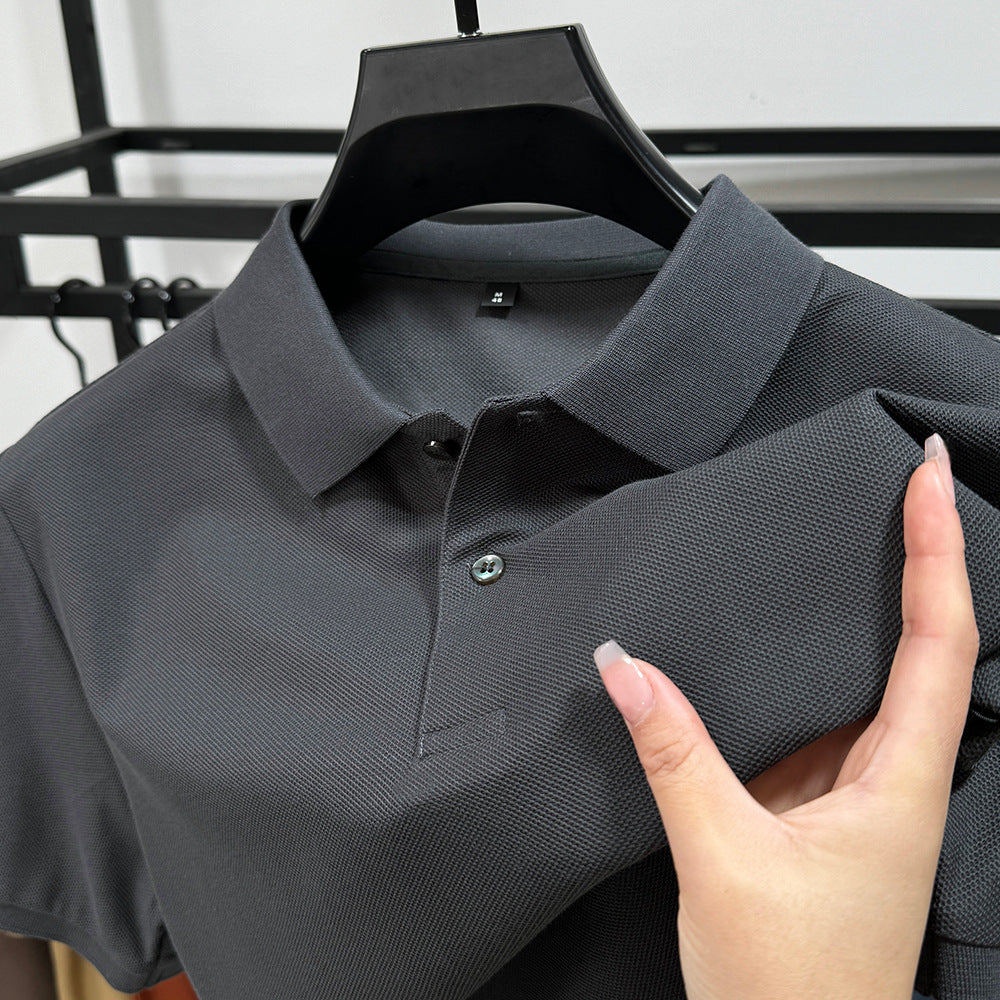 Heavyweight Mens Polo Shirt Short-sleeved T-shirt With A Turn-down Collar by Ricaloux