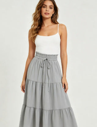 High-waisted A-line Skirt Bohemian-style Printed Flared Skirt by Ricaloux