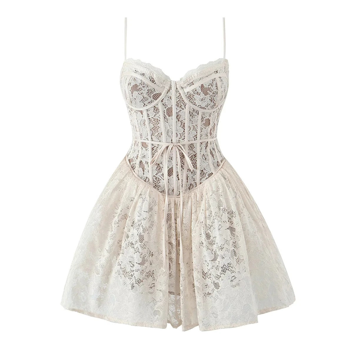 Womens Fishbone Lace Fashion Casual Dress – Premium 0 | RICALOUX