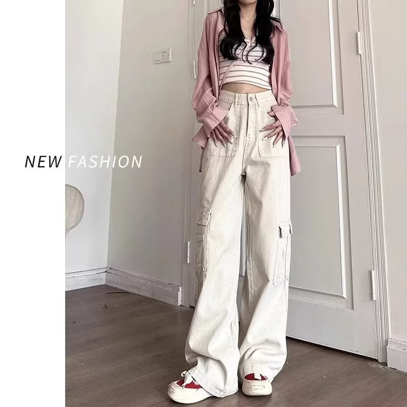 High-waisted Hip-covering Straight-leg Relaxed-fit Draping Wide-leg Casual Pants For Petite Figures – Premium 0 | RICALOUX