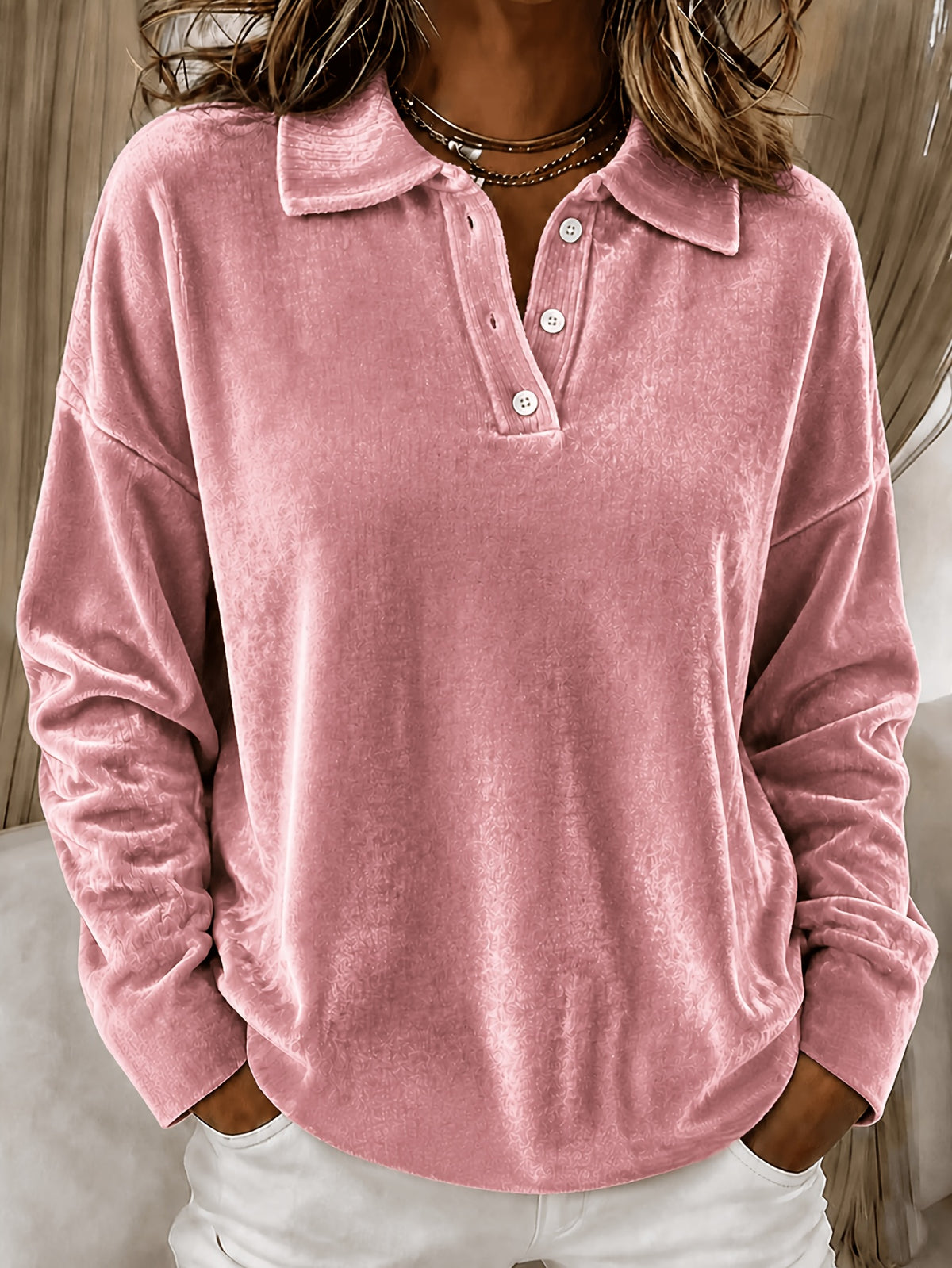 Relaxed And Versatile Long-sleeved Polo Shirt With A Turned-up Collar – Premium 0 | RICALOUX