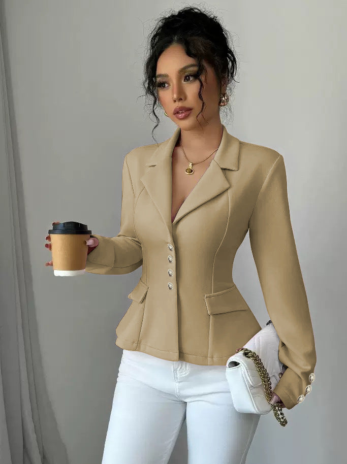 Womens Tailored Lapel Long-sleeve Coat by Ricaloux