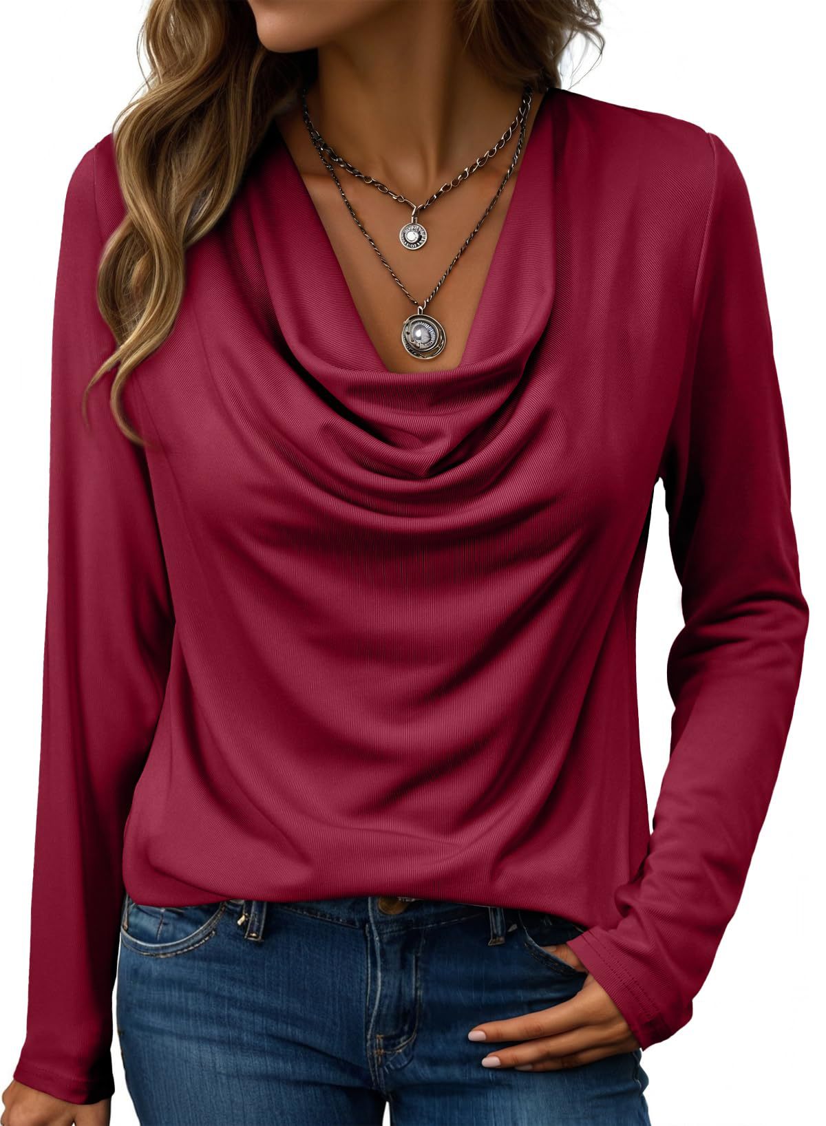 Womens Turtleneck Long-sleeve Loose-fitting Top by Ricaloux