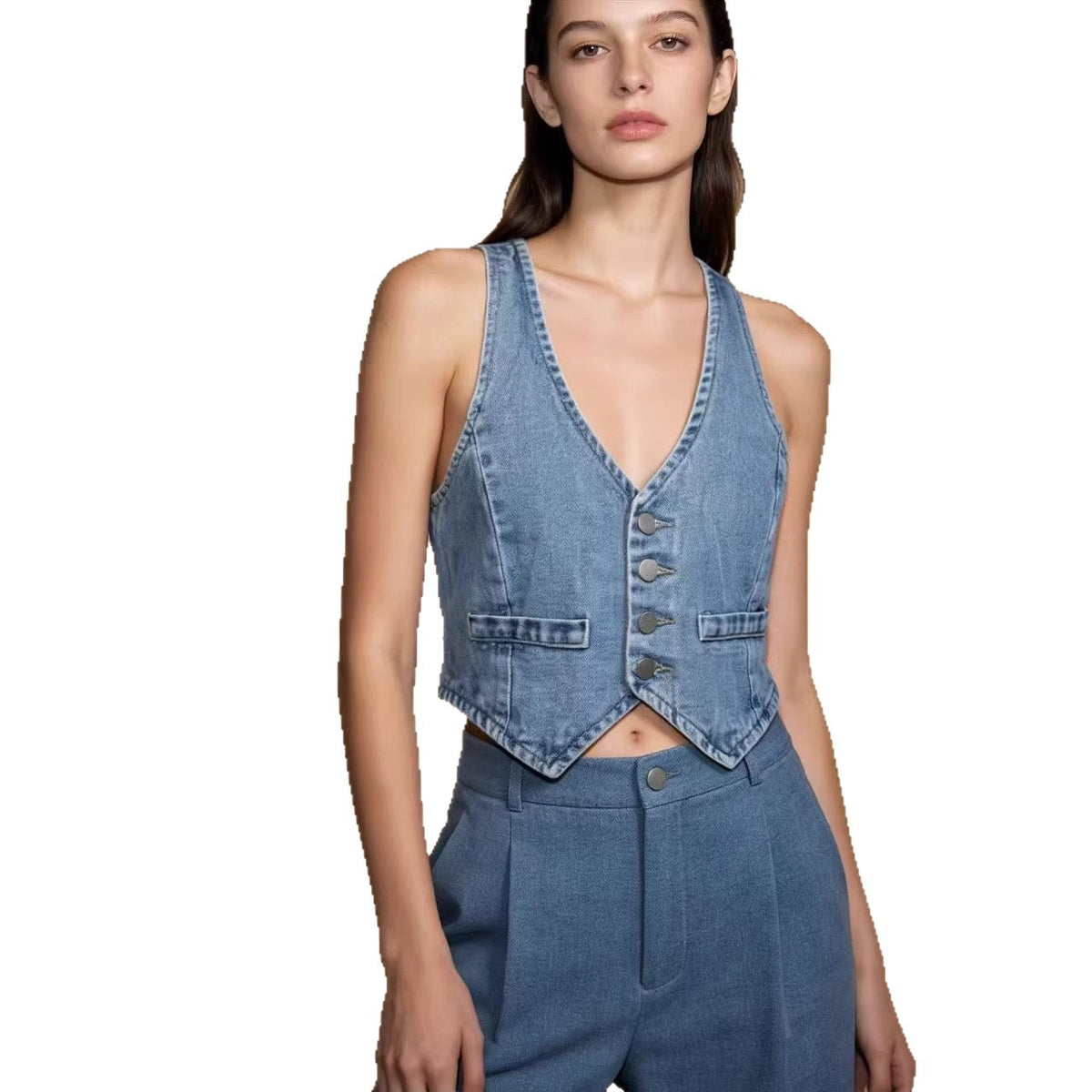 Womens Retro Casual Fashion Denim Vest by Ricaloux