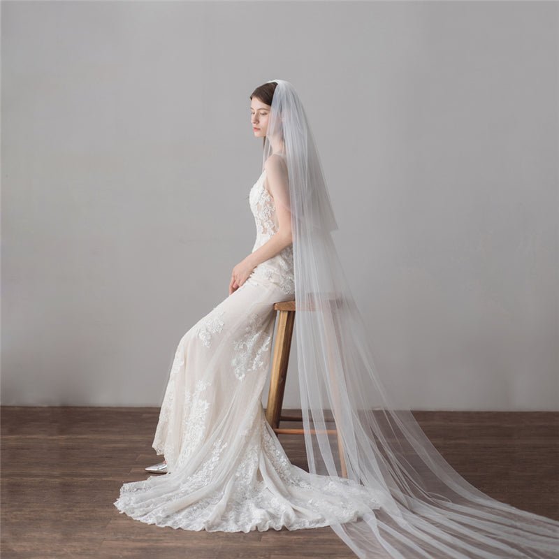 Extra Long Double Veil Wedding Dresses Hair Accessories - RICALOUX