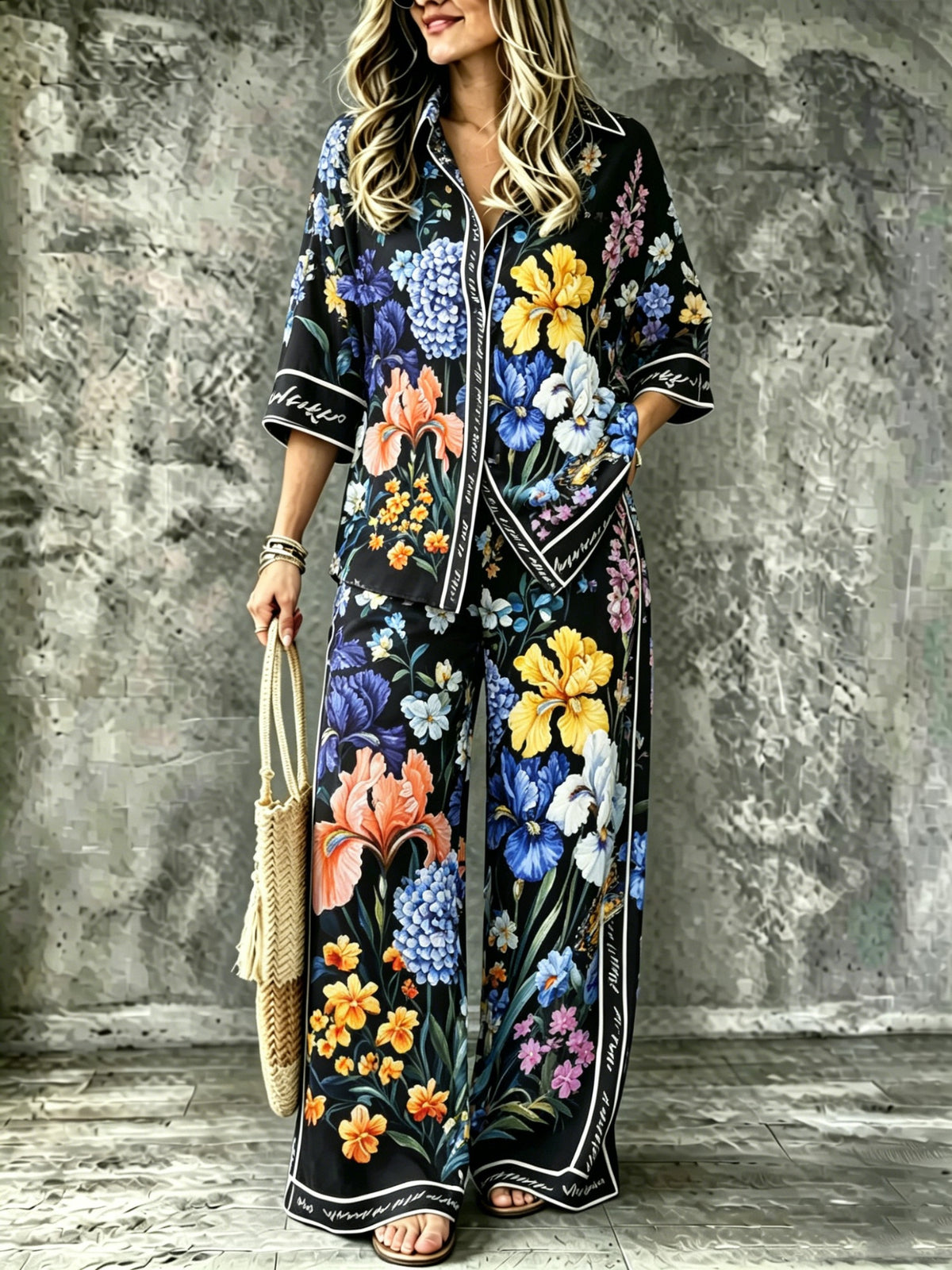 Spring Summer Womens Shirt Set With Digital Print by Ricaloux