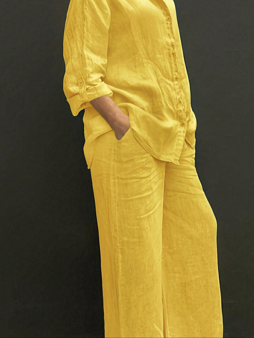 Reversible Long-sleeve Shirt Elastic-waist Trousers Solid-color Set – Premium 0 | RICALOUX