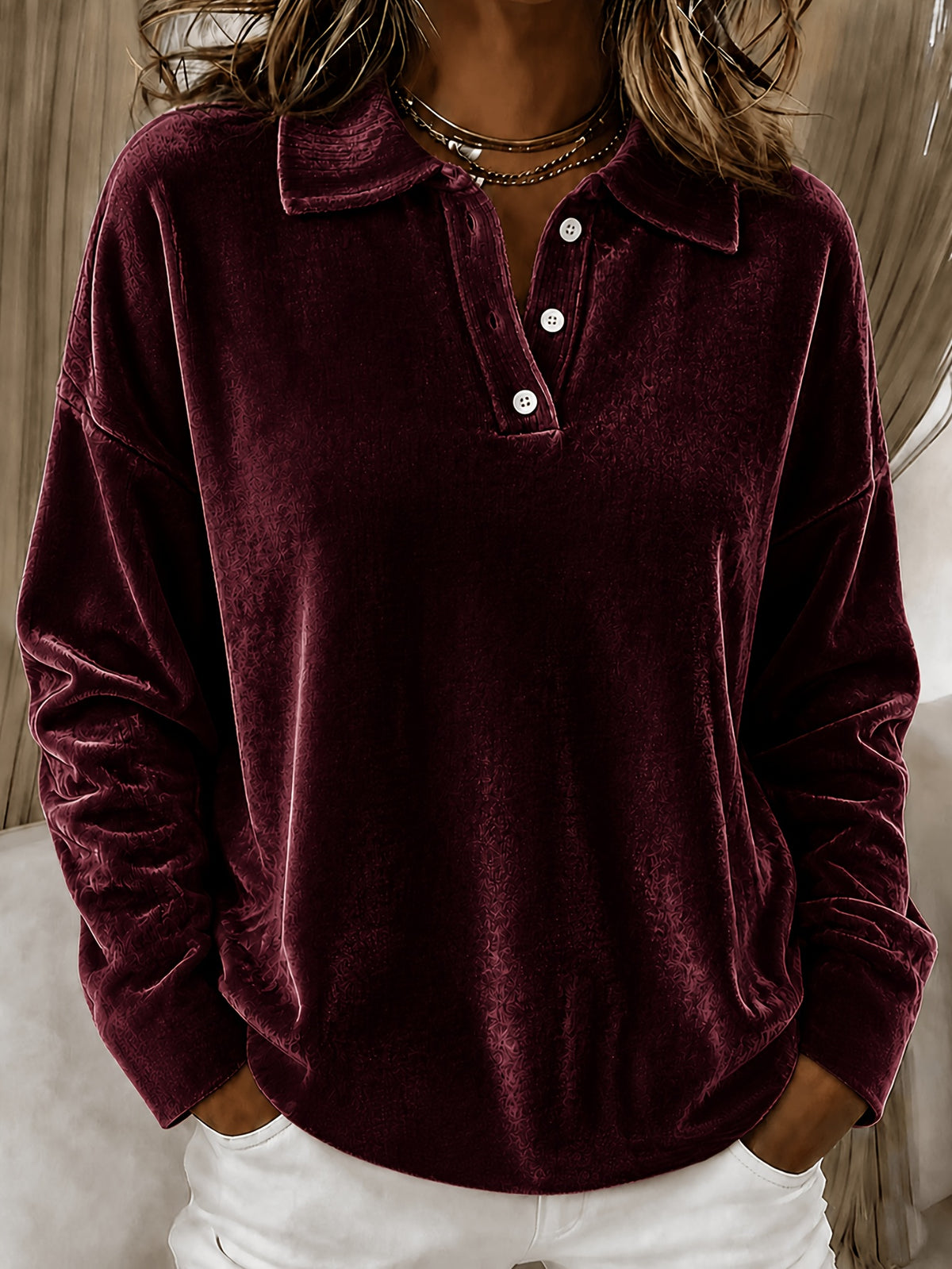 Relaxed And Versatile Long-sleeved Polo Shirt With A Turned-up Collar – Premium 0 | RICALOUX