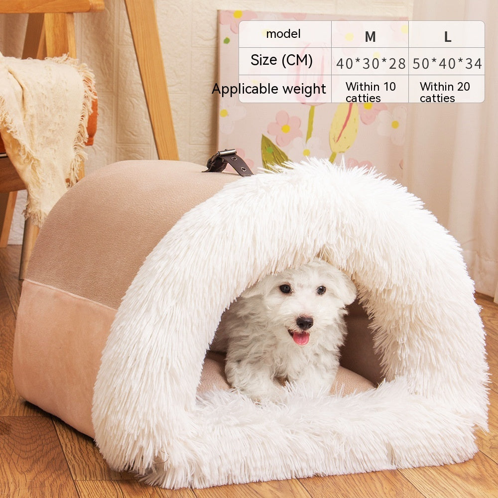 New Splice Portable Pet Nest Portable Autumn And Winter Warm Dog Nest Moisture-proof Long Fur Cat Nest Cross Border Pet Nest by Ricaloux