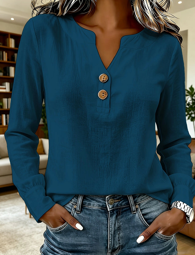 V-neck Buttoned Women's Blouse – Premium 0 | RICALOUX