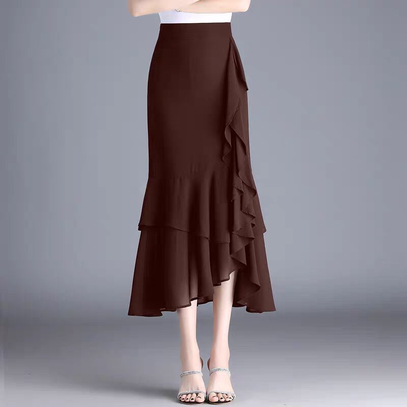 Womens Irregular Ruffled Chiffon Skirt – Premium 0 | RICALOUX