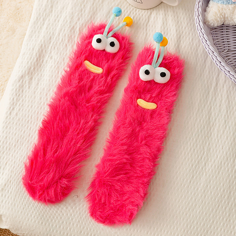 Womens Quirky Coral Fleece Mid-calf Socks – Premium 0 | RICALOUX