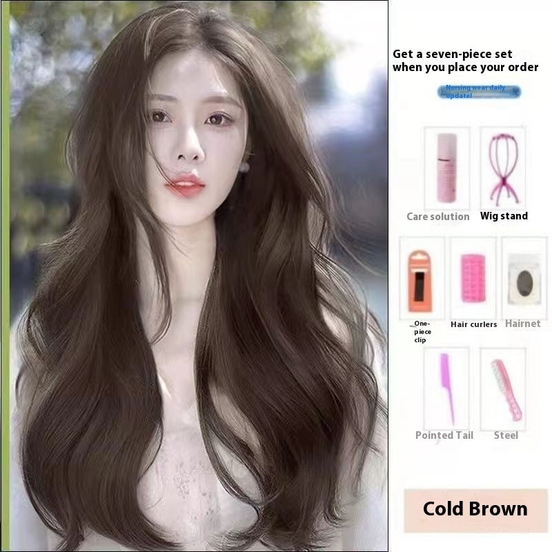 Jaulin Wig Women's Long Hair Forehead Lace Full-head Wig Mid-length Long Straight Hair Full Top Wig by Ricaloux