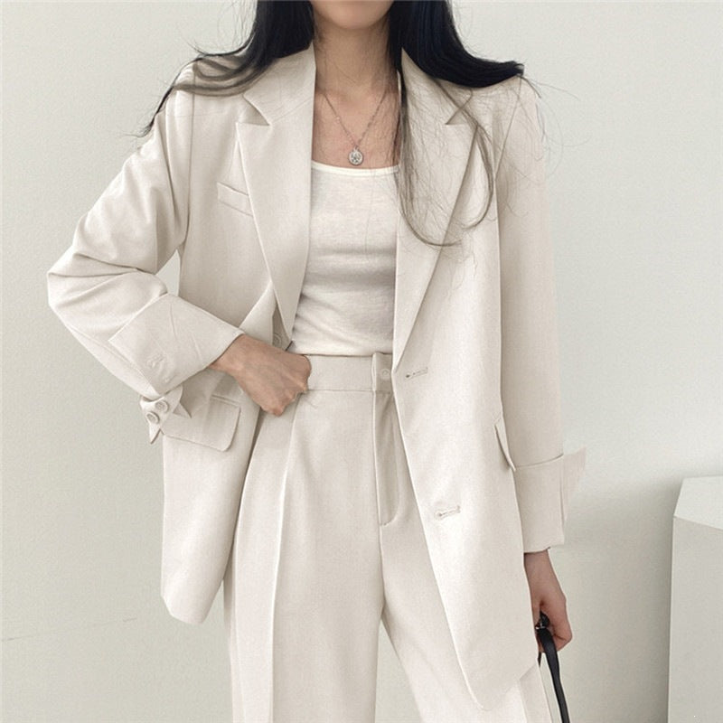 Womens Solid-color Loose-fitting Korean-style Versatile Blazer – Premium 0 | RICALOUX