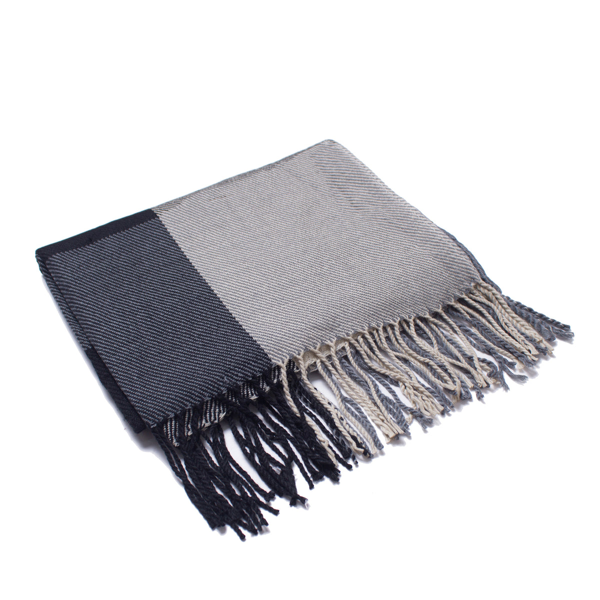 British-style Mens And Womens Couple Tassel Scarf With Large Plaid Pattern by Ricaloux