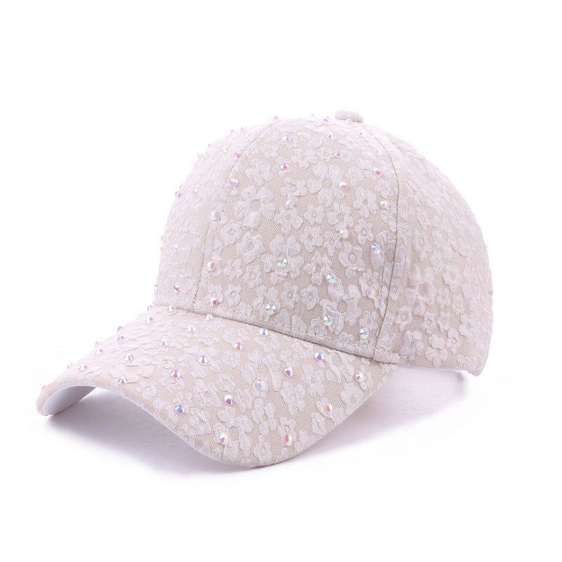 Summer Women's Lace Rhinestone Baseball Cap - Chic Style, Heavy-duty Rhinestone Craftsmanship, Sun Protection, Suitable For Dates, Daily Commutes – Premium 4 | RICALOUX