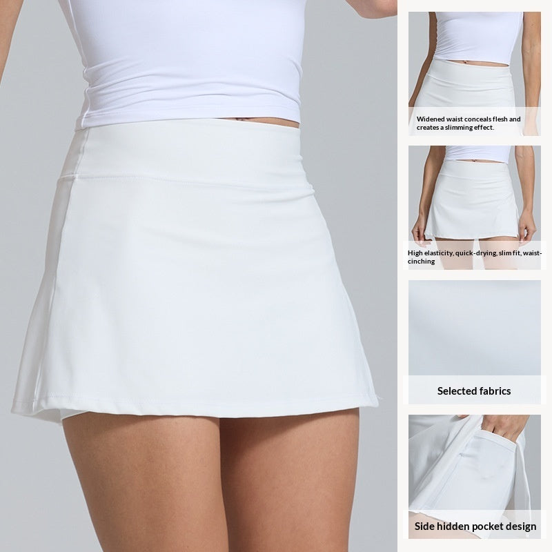 High-waisted White Breathable Anti-exposure Skirt by Ricaloux