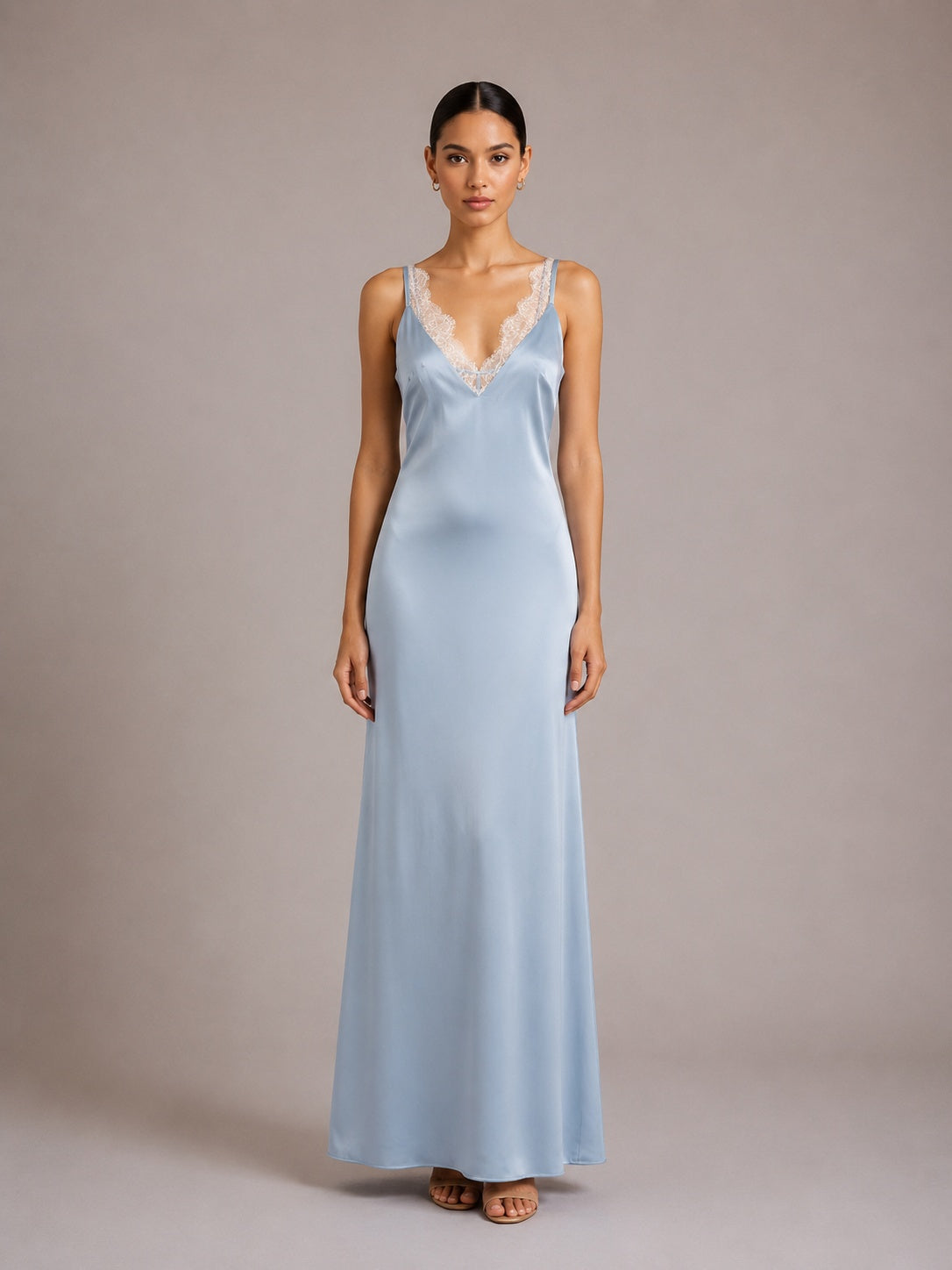Lace Trim V-Neck Spaghetti Strap Maxi Slip Dress – Premium 4 | RICALOUX
