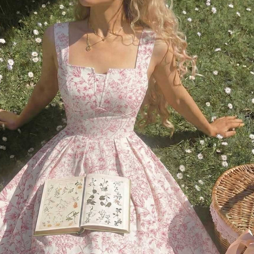 Long Cable-knit Dress With Blue And White Floral Print – Premium 0 | RICALOUX