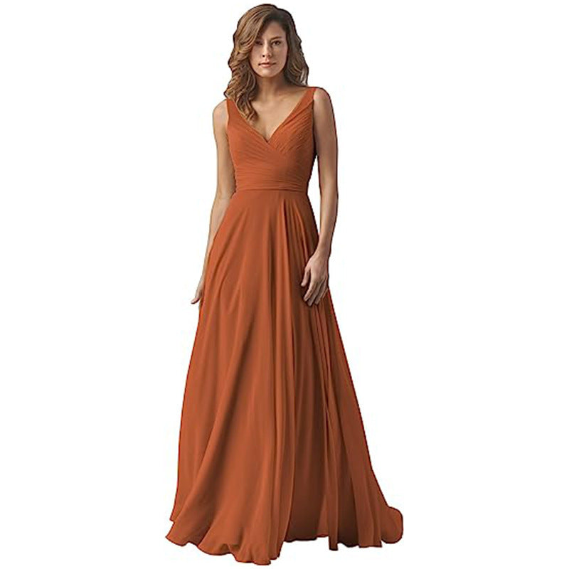 Women's V-neck Slim-fit Chiffon Dress by Ricaloux