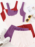 Six-piece Vest Top And Shorts Pajama Set by Ricaloux