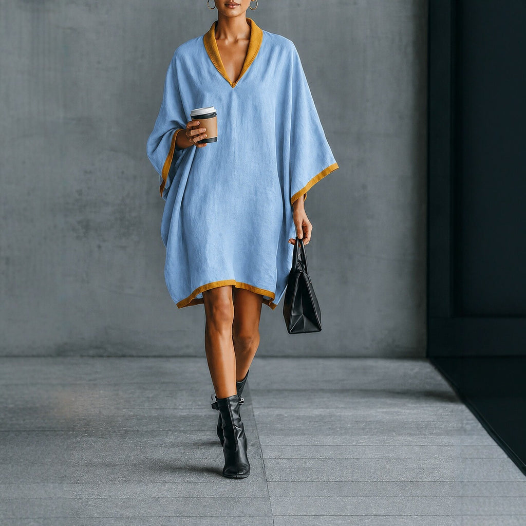 Relaxed-fit Linen-blend V-neck Dress by Ricaloux