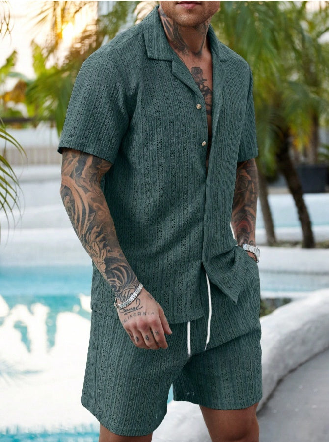 Mens Fashionable Printed Casual Shirt Set by Ricaloux