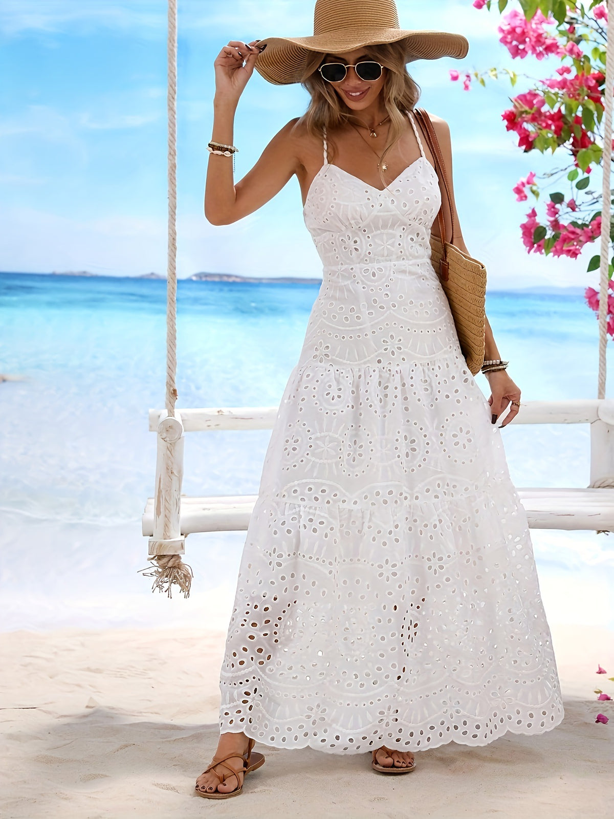 Women's Elegant Lace Sleeveless Slip Dress by Ricaloux