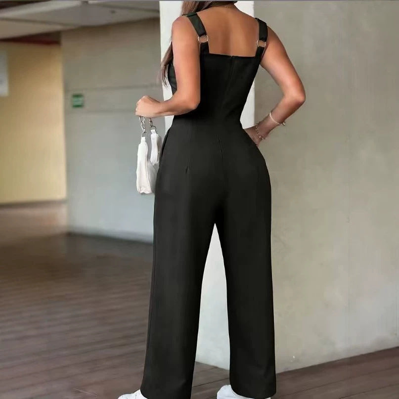 Spring Summer Strap-Style Zippered Simple Casual Fashionable Womens Jumpsuit – Premium 0 | RICALOUX