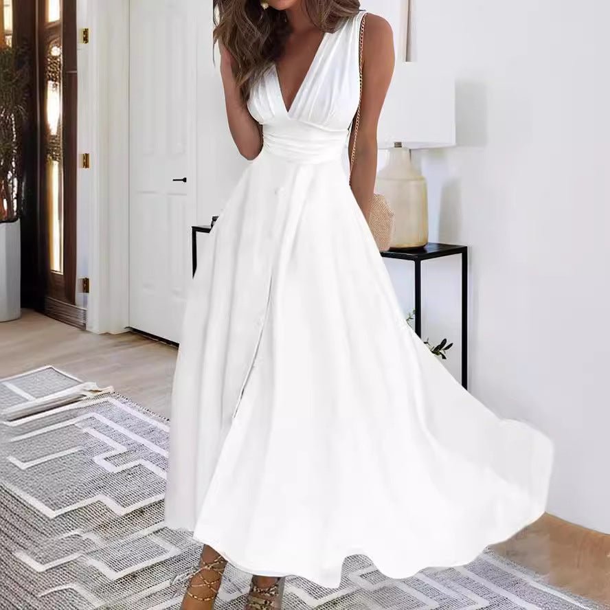 European And American V-neck Chest Wrap Dress - RICALOUX