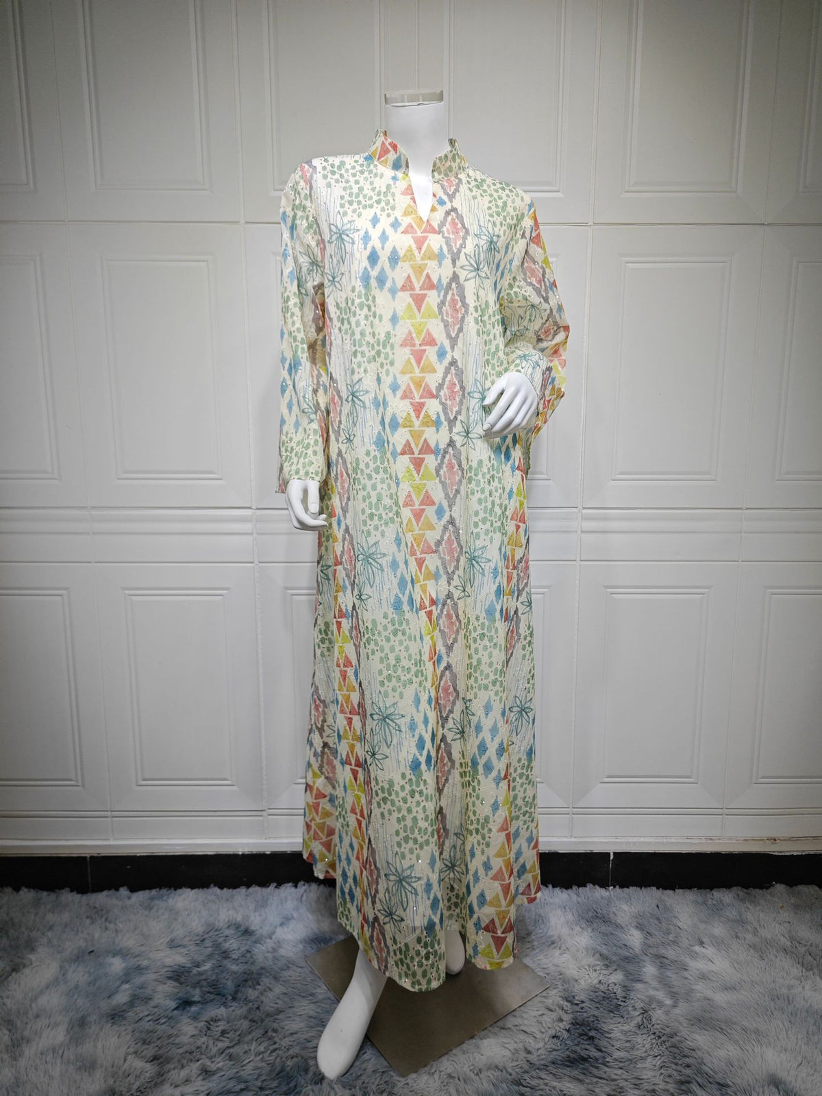 Embroidered Print Long-Sleeve Casual Dress – Premium 0 | RICALOUX