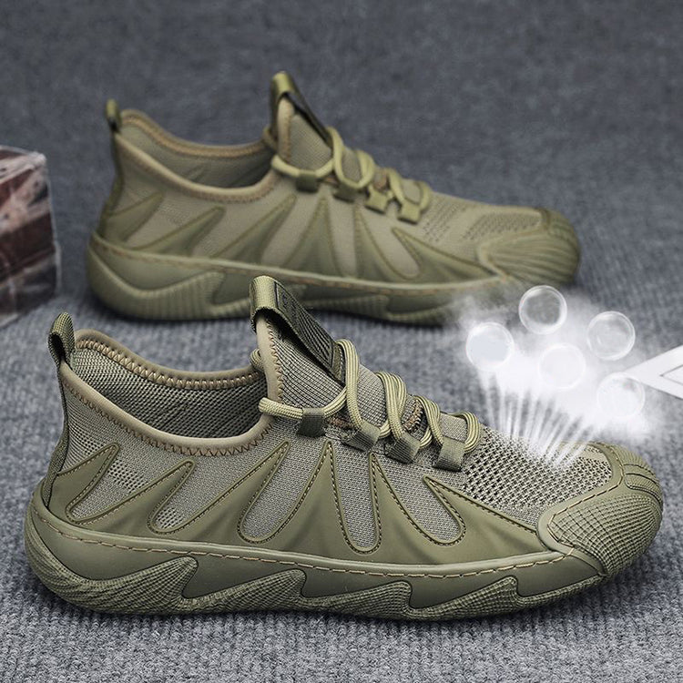 Breathable Mesh Sports Shoes Casual Lace-up Sneakers Men Non-slip Shoes by Ricaloux