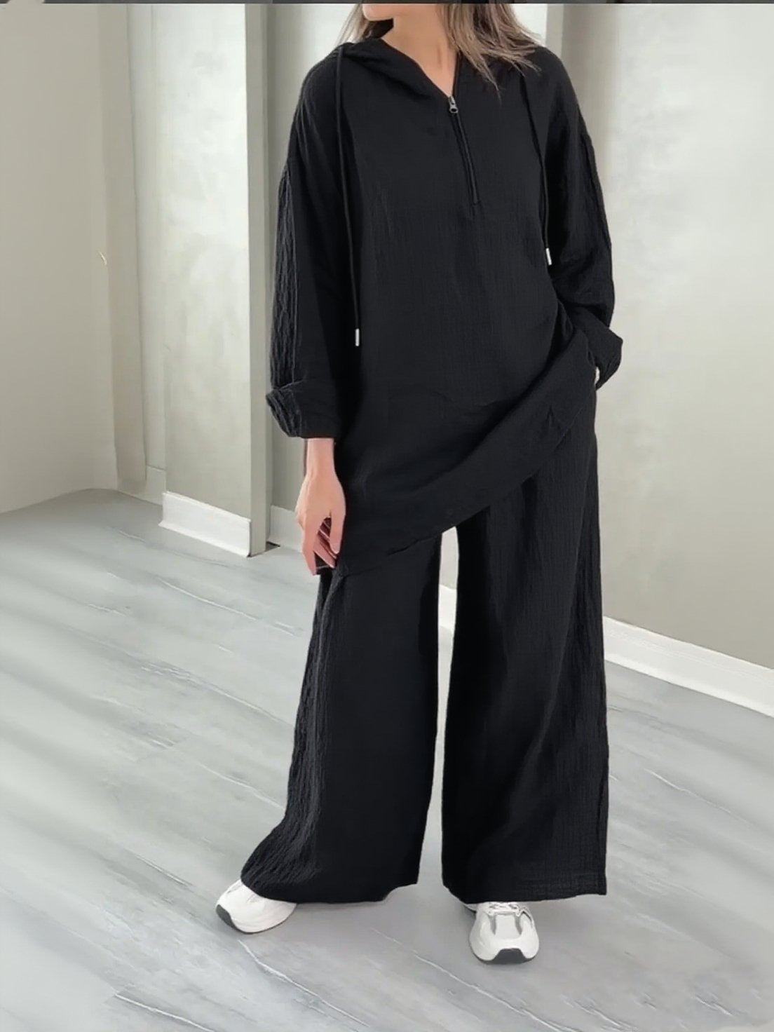 Half-zip Top And Wide-leg Pants Set – Premium 0 | RICALOUX