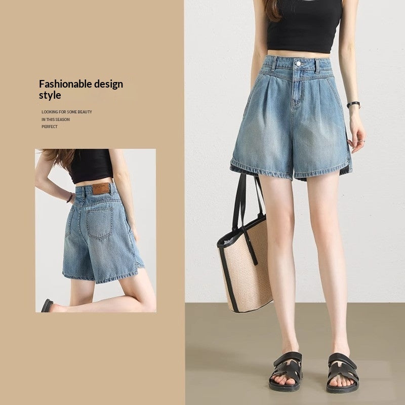 High-waisted A-line Relaxed-fit Capri Pants For Petite Figures With An Asymmetrical Design by Ricaloux