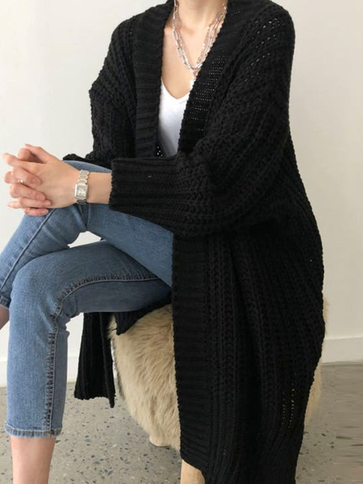 Retro Korean Lazy Coat Loose Mid-length by Ricaloux