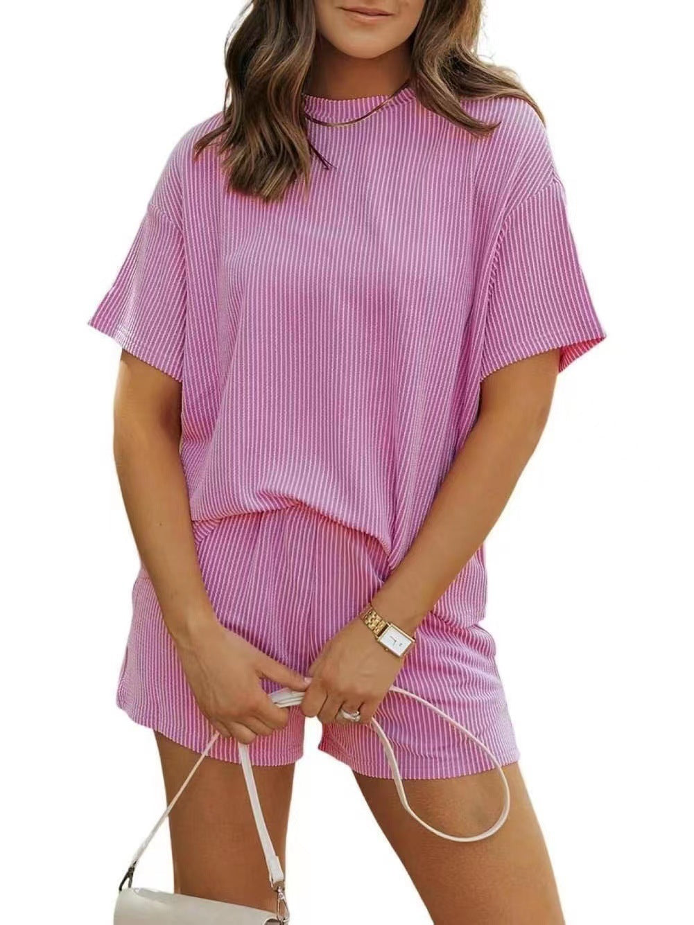 Summer Casual Chic Striped New Round-neck Womens Outfit Set – Premium 0 | RICALOUX