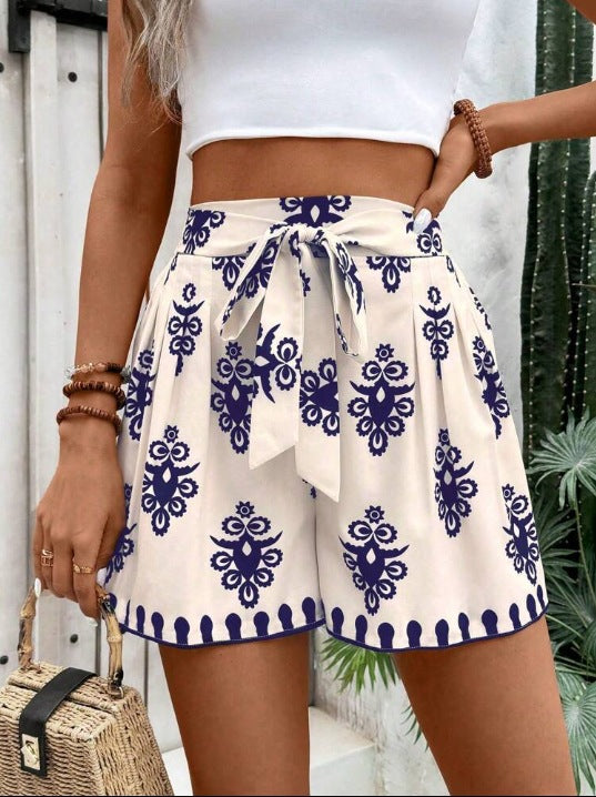 Womens Casual Versatile Printed Slim-fit Wide-leg Shorts – Premium 0 | RICALOUX
