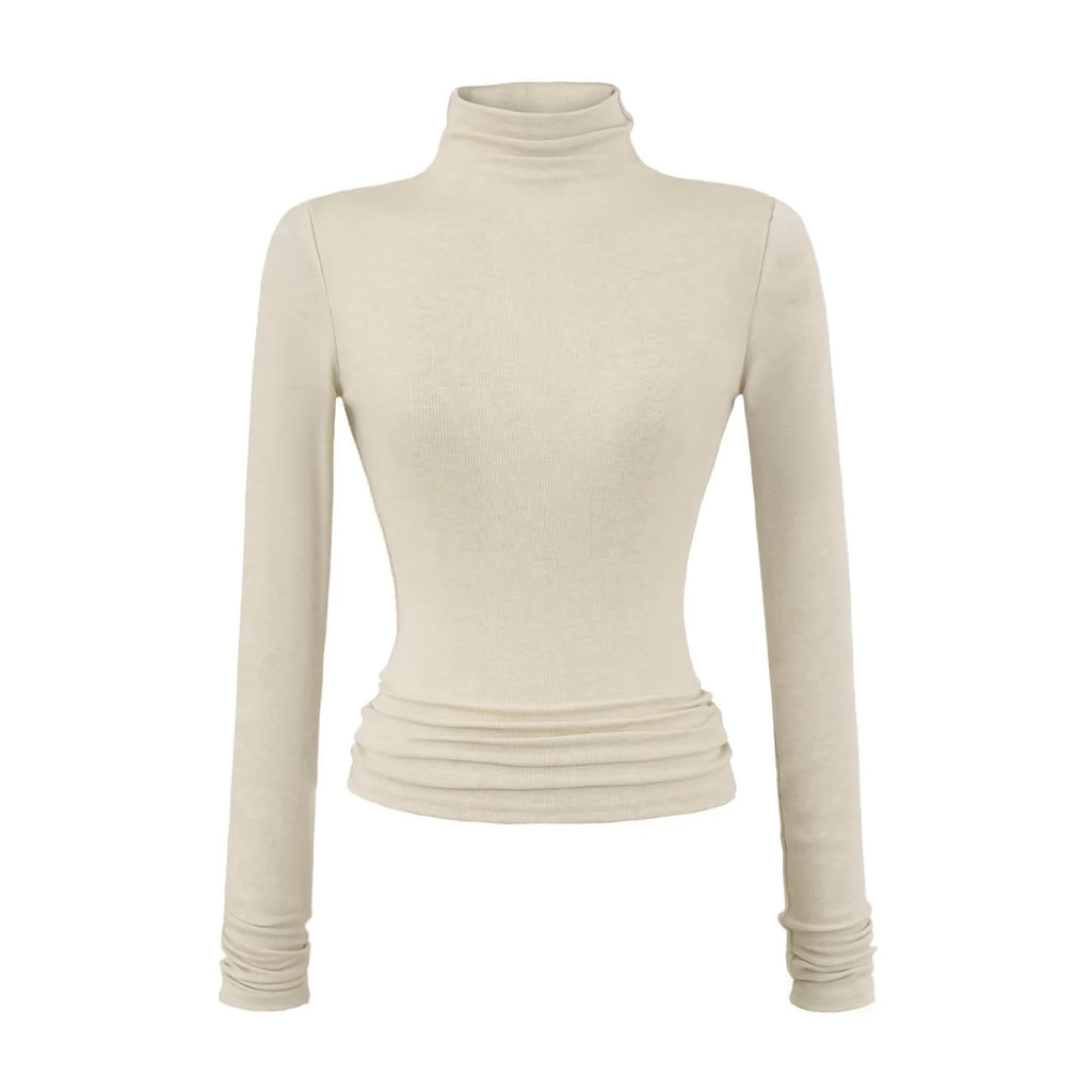 Stretchy Turtleneck Base Layer Womens Slim-Fit Long-Sleeve T-Shirt – Premium 0 | RICALOUX