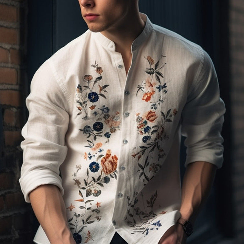 Mens Breathable Long-sleeve Printed Shirt by Ricaloux
