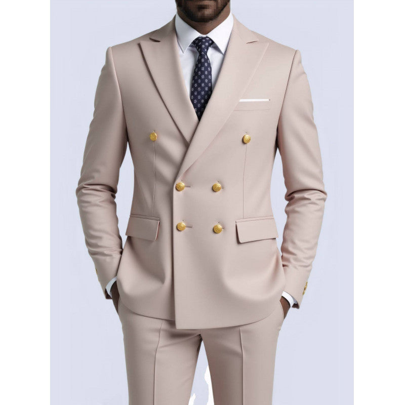 Mens Double-Breasted Fashionable Casual Blazer by Ricaloux
