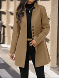 Elegant Wool Stand-collar Trench Coat Mid-length Style For Women by Ricaloux